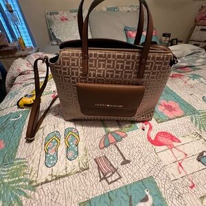 Tommy Hilfiger Tan and Brown Tote Bag